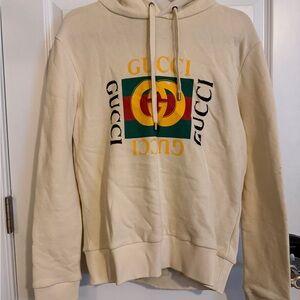 Gucci Beige Hoodie with Iconic Logo